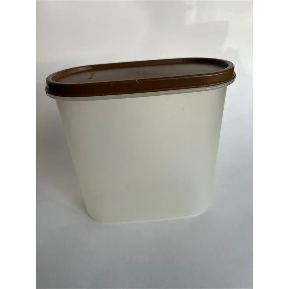 TUPPERWARE  MODULAR MATES OVAL STORAGE CONTAINER 1613-7 1/4 CUPS WITH BROWN LID!
